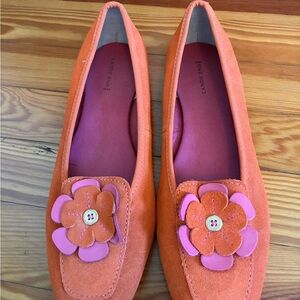 Lands' End Orange Flats with Pink Floral Detail